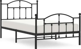 vidaXL fekete fém ágykeret fej- és lábtámlával 100 x 190 cm