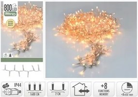 Karácsonyi Lámpák 800 Mikro Led 16 m, Meleg fehér, Kültéri