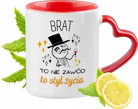 Testvérnek Piros Bögre Szív Alakú Füllel Ajándék Nyomtatott