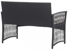 4-részes fekete kerti polyrattan bútorszett párnákkal