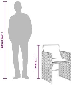 vidaXL 13 részes fekete polyrattan kerti ülőgarnitúra párnákkal