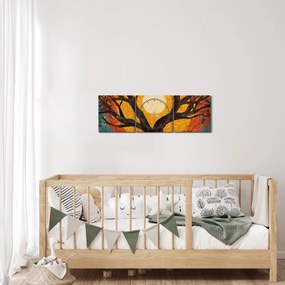 Kép - Nap az élet fájának koronájában (órával) (90x30 cm)