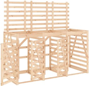 vidaXL tripla tömör fenyőfa görgős szemeteskuka-tároló