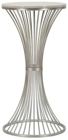 fém kisasztal márvány hatású asztallappal – Ø 40x79 cm – Ezüst