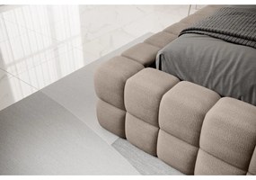 Világosbarna kárpitozott ágyneműtartós franciaágy ágyráccsal 160x200 cm Dizzle – ELTAP