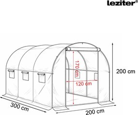 Fóliasátor 200x200x300 cm erősített vázzal+fólia átlátszó