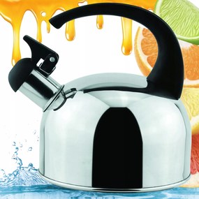 Teás Kanna Indukciós Gáz Tűzhelyhez Ezüst Színű Koko Bartek 2,0L Síppal, Masszív, Nagy Siker