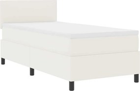 vidaXL LED Box Spring Ágy Krém és fehér 100 x 200 cm Bársonyos szövet