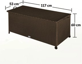 RICCO polyrattan tárolódoboz, 117 x 53 x 60cm, barna Casaria