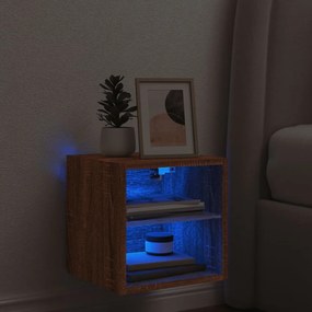 barna tölgy színű fali TV-szekrény LED-ekkel 30 x 28,5 x 30 cm