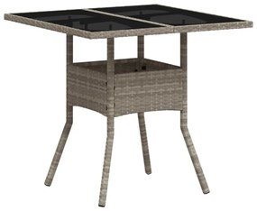 vidaXL 5 részes szürke polyrattan/üveg kerti étkezőgarnitúra párnával