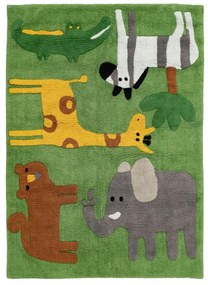 Zöld mosható pamut gyerek szőnyeg 100x135 cm Animals – Ixia