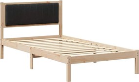 vidaXL Ágykeret Kárpitozott Fejtámlával Fekete 100 x 200 cm