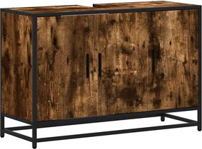 vidaXL füstös tölgy szerelt fa fürdőszobai mosdószekrény 90x33x60 cm