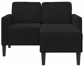 fekete bársony 2 üléses kanapé L-alakú kanapéval 125 cm