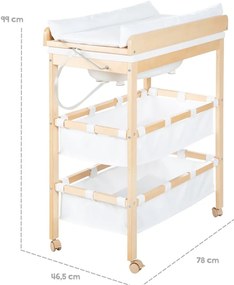 Fehér-natúr színű pelenkázó feltét nyírfa dekorral Baby Pool – Roba