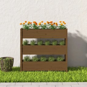 mézbarna tömör fenyőfa növénytartó 112 x 25 x 104,5 cm