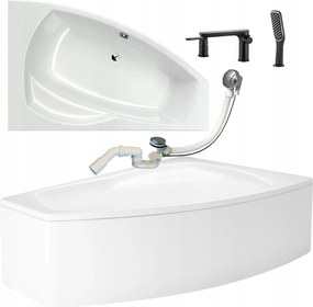 Jobbos Sarokkád Csapteleppel Fekete Ülőke Szifonnal 150X100