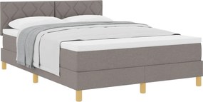vidaXL Boxrugós ágy matracmal fejtámlával Tópszínű 160 x 200 cm szövet