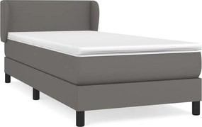 vidaXL szürke műbőr rugós ágy matraccal 90 x 200 cm