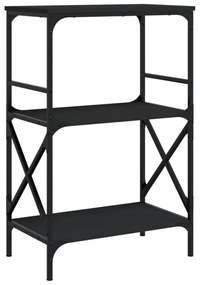 3 szintes fekete szerelt fa könyvespolc 59 x 35 x 90,5 cm