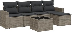 vidaXL 6 részes szürke polyrattan kerti ülőgarnitúra párnákkal