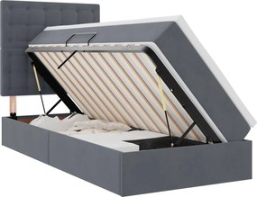 vidaXL Ágy tárolóval és matraccal Sötétszürke 90 x 190 cm Bársony