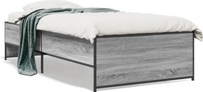 vidaXL sonoma tölgyszínű szerelt fa és fém ágykeret 90 x 190 cm