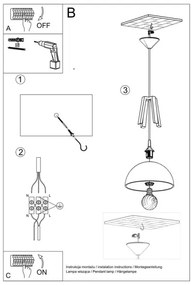 Sollux SL.0388 - Csillár zsinóron CASCO 1xE27/60W/230V átm. 30 cm
