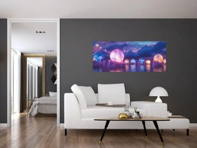 Kép - Bolygók a vízen (120x50 cm)