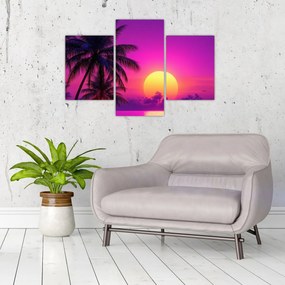 Kép - Lila naplemente pálmafával (90x60 cm)