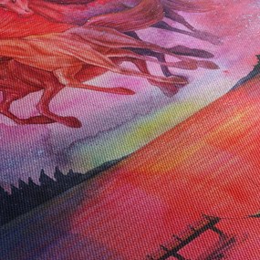 Kép - Űrlovak jelenése a tó felett, aquarel (órával) (90x30 cm)