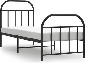 vidaXL fekete fém ágykeret fej- és lábtámlával 75 x 190 cm
