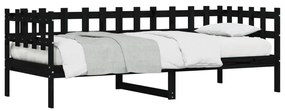 fekete tömör fenyőfa kanapéágy 80 x 200 cm