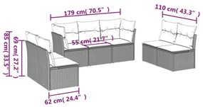 7 részes bézs polyrattan kerti ülőgarnitúra párnákkal