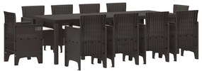 vidaXL Kert étkező szett 11 pcs Barna Polipropilén