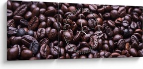 Kávé szemek képe (órával) (90x30 cm)