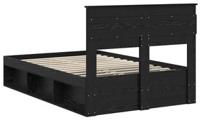 vidaXL Ágykeret matracmal fiókkal Fekete 120 x 190 cm Tömör fenyőfa