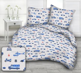 POLICE szürke gyermek pamut ágynemű Ágynemű mérete: 140x200 cm, A csomag tartalma: Készletcsomagolás