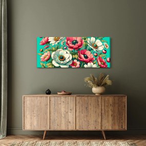 Kép - Virágok kék háttéren (120x50 cm)