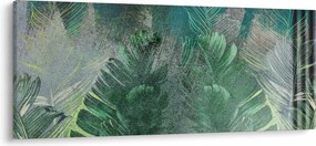 Kép - Beton textúra levelekkel (120x50 cm)