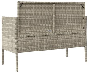 világosszürke polyrattan kerti pad párnákkal