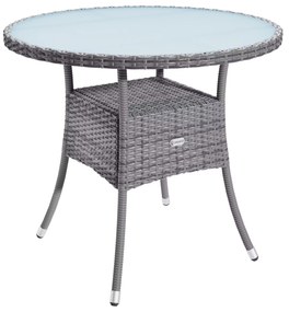 Casaria® Rattan asztal Ø60 cm - szürke