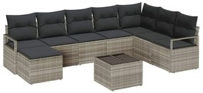 vidaXL Kanapé Szett párnával 8 pcs Világosszürke polirattan