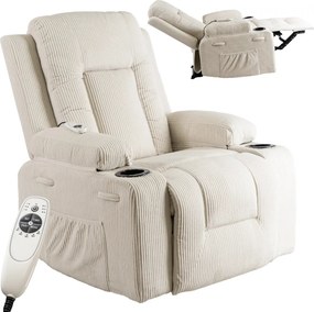 Dönthető masszázsfotel bézs kord kárpittal – BOX