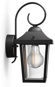 Philips Buzzard fekete kültéri fali lámpa E27 foglalattal, 1723630PN