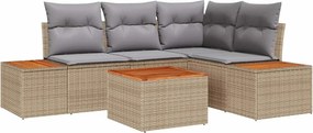 vidaXL Kerti Kanapé Szett párnával 5 pcs Bézs Poli rattan