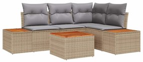 vidaXL Kerti Kanapé Szett párnával 5 pcs Bézs Poli rattan
