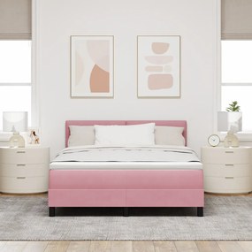 Boxspringágy Mattal és LED világítással Rózsaszín 140x200 cm Bársonyos