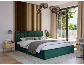 MOON kárpitozott ágy (160x200 cm) Sötétzöld